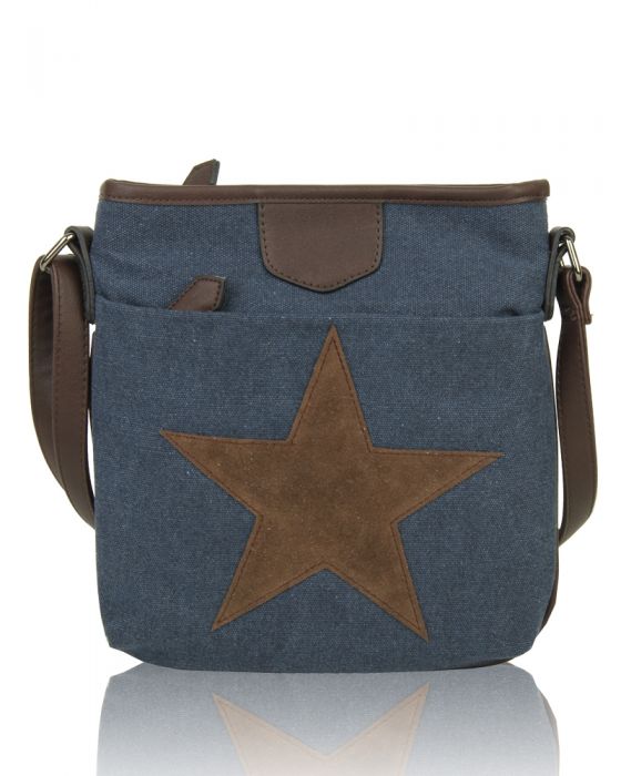 RX160431  Canvas Star Patterned Cross-Body Bag