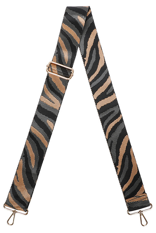 H-Zebra Print Canvas Adjustable Strap-GOLD