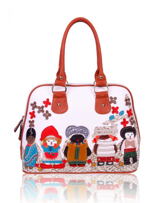 WOW91 Cartoon Character Pattern Top-Handle Handbag