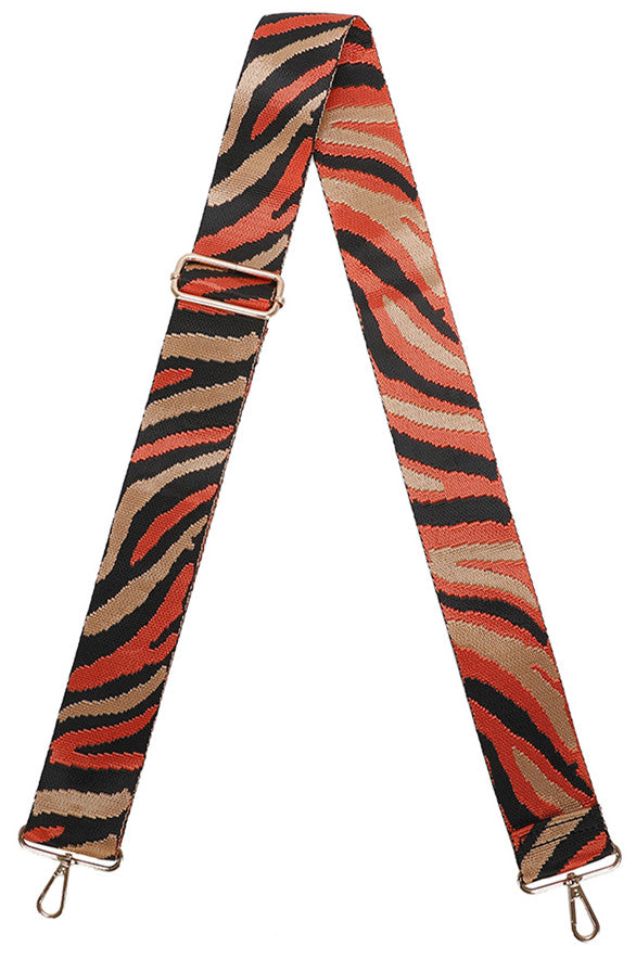 H-Zebra Print Canvas Adjustable Strap-GOLD