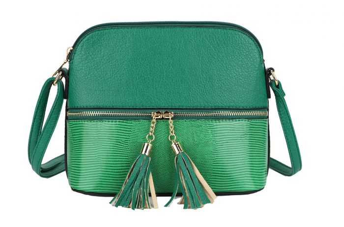 RX170811  Contrasting Color Messenger Bag With Tassel Zip Detail