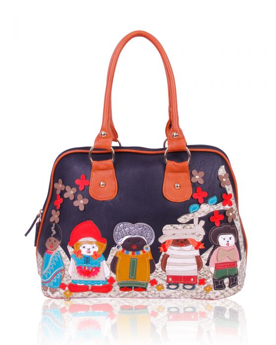 WOW91 Cartoon Character Pattern Top-Handle Handbag