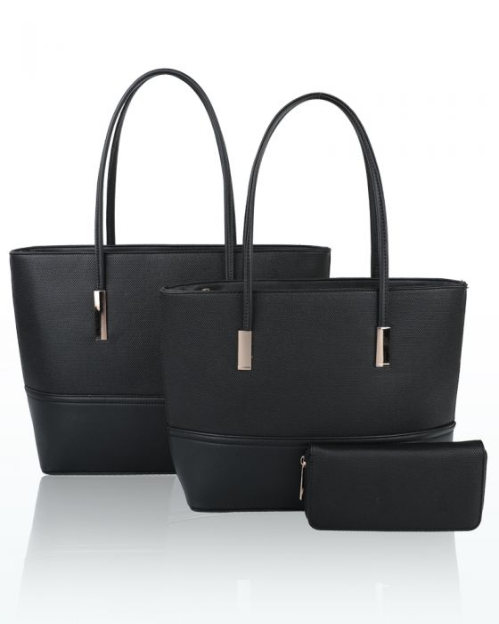 RH180536 3IN1 Set Plain Style Tote Handbag With Purse