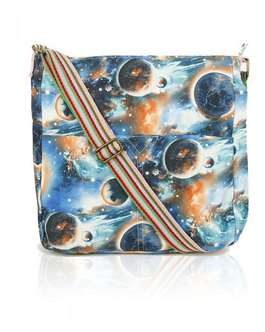 RF13001-ET Planet Print Canvas Cross-Body Bag