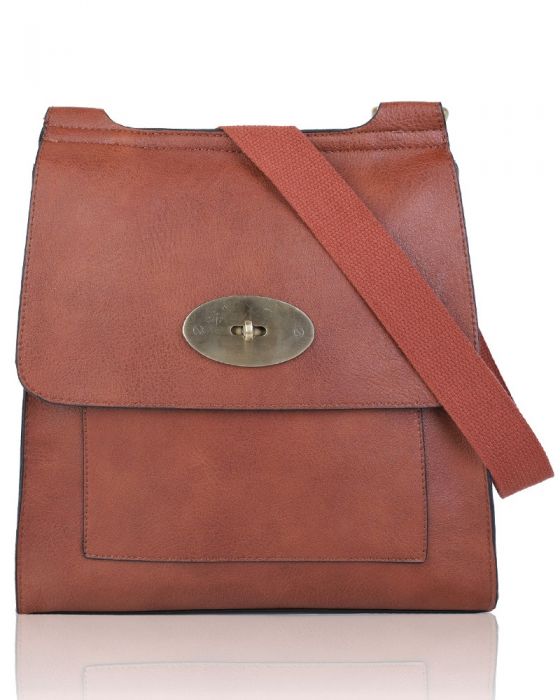 RB15113  Flap Over Messenger Bag With Metal Clasp