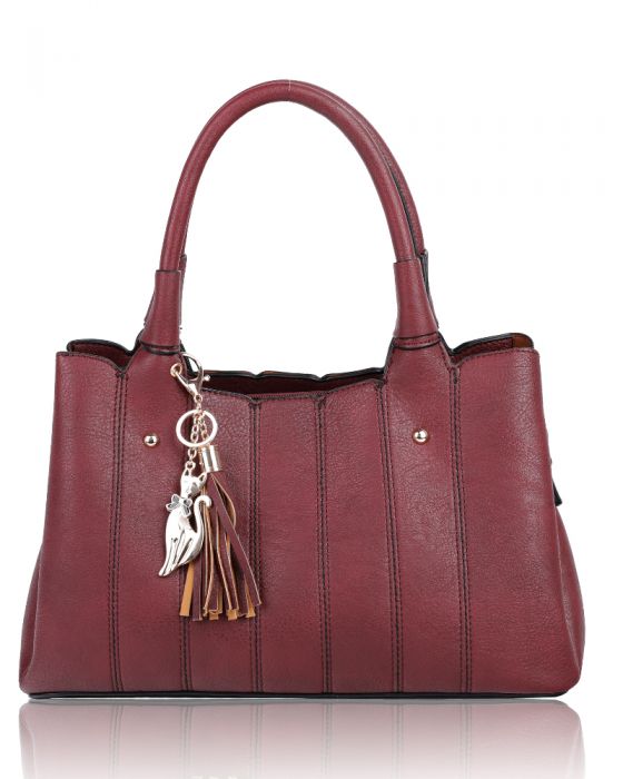 RB170853  Top-Handle Handbag With Cat & Tassel Charms