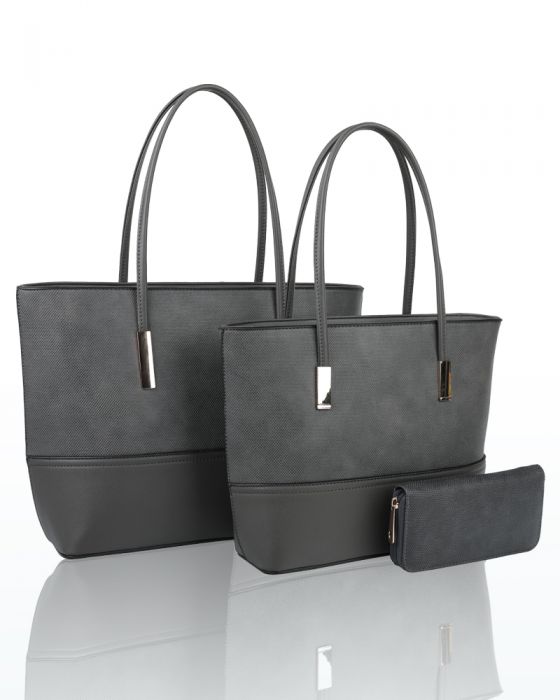 RH180536 3IN1 Set Plain Style Tote Handbag With Purse