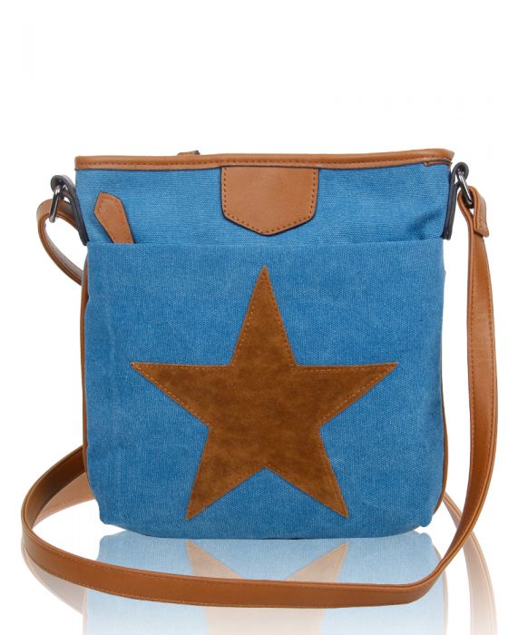 RX160431  Canvas Star Patterned Cross-Body Bag