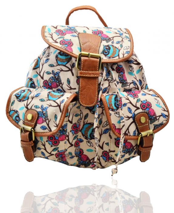X2428B-BD  Bird Print Backpack Rucksack Bag