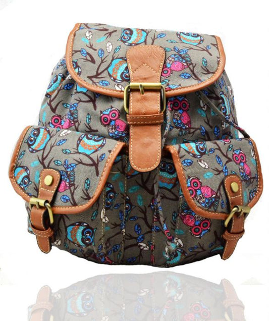 X2428B-OWL4  Print Backpack Rucksack Bag