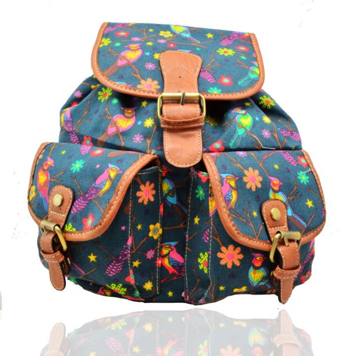 X2428B-BD  Bird Print Backpack Rucksack Bag