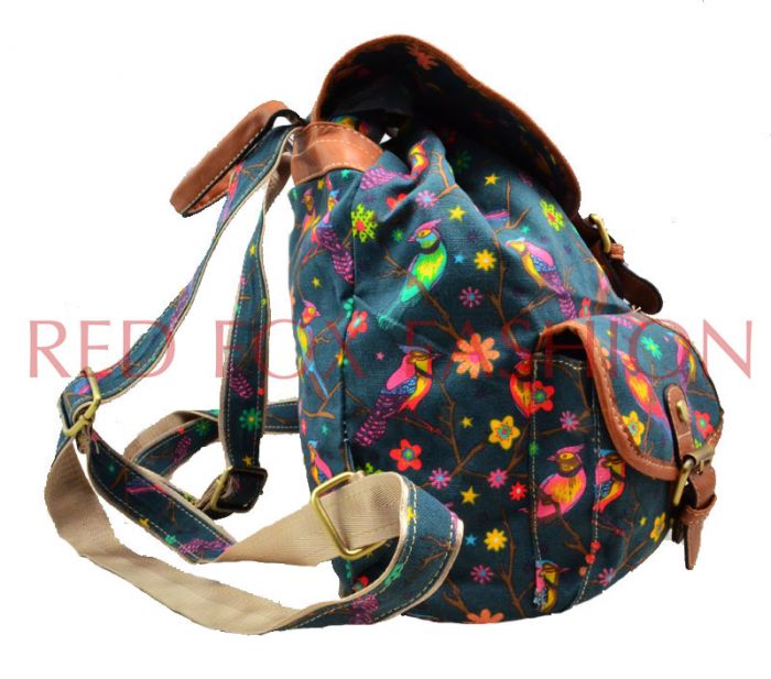 X2428B-BD  Bird Print Backpack Rucksack Bag