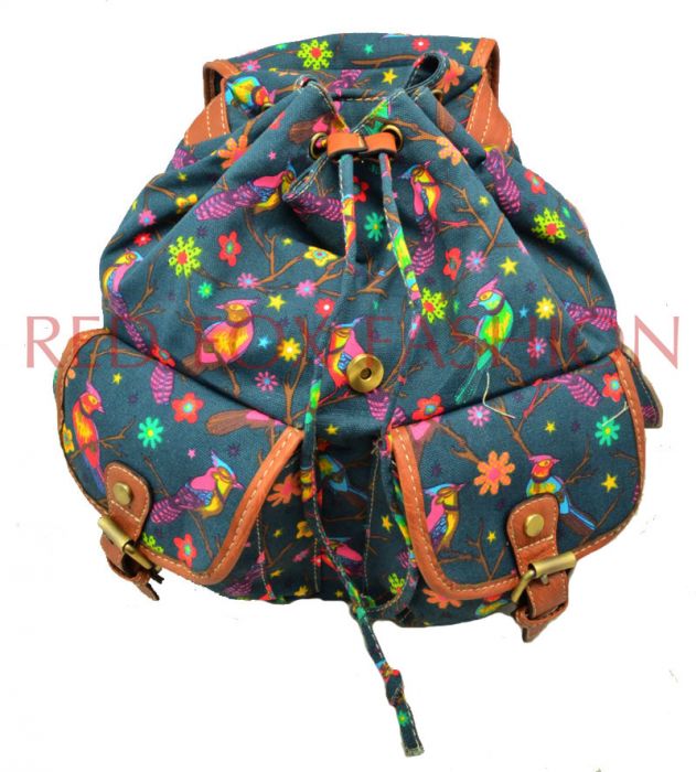 X2428B-BD  Bird Print Backpack Rucksack Bag