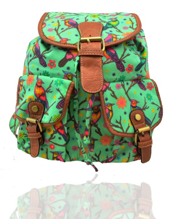 X2428B-BD  Bird Print Backpack Rucksack Bag