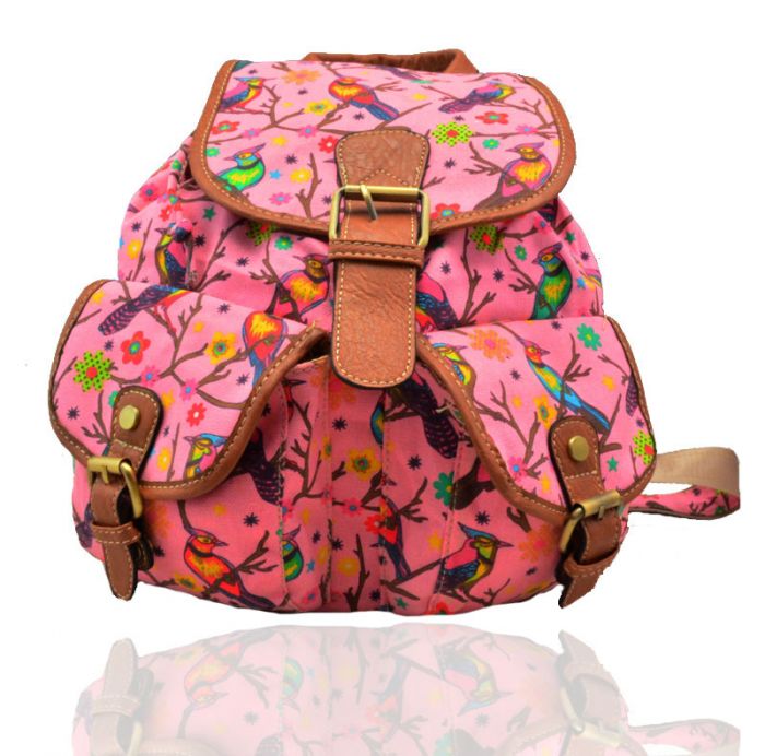 X2428B-BD  Bird Print Backpack Rucksack Bag