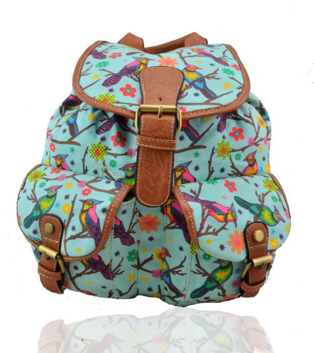 X2428B-BD  Bird Print Backpack Rucksack Bag