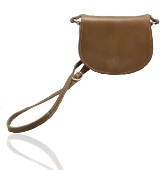 V0027 Small Leather Saddle shoulder bag 2 compartments