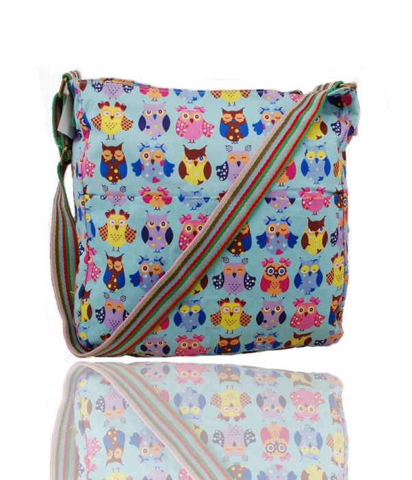 RF13001-OWL2 Patterned Canvas Cross-Body Bag