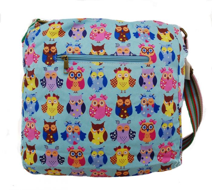 RF13001-OWL2 Patterned Canvas Cross-Body Bag