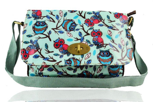 H6060-OWL4 Print Waterproof Satchel Bag