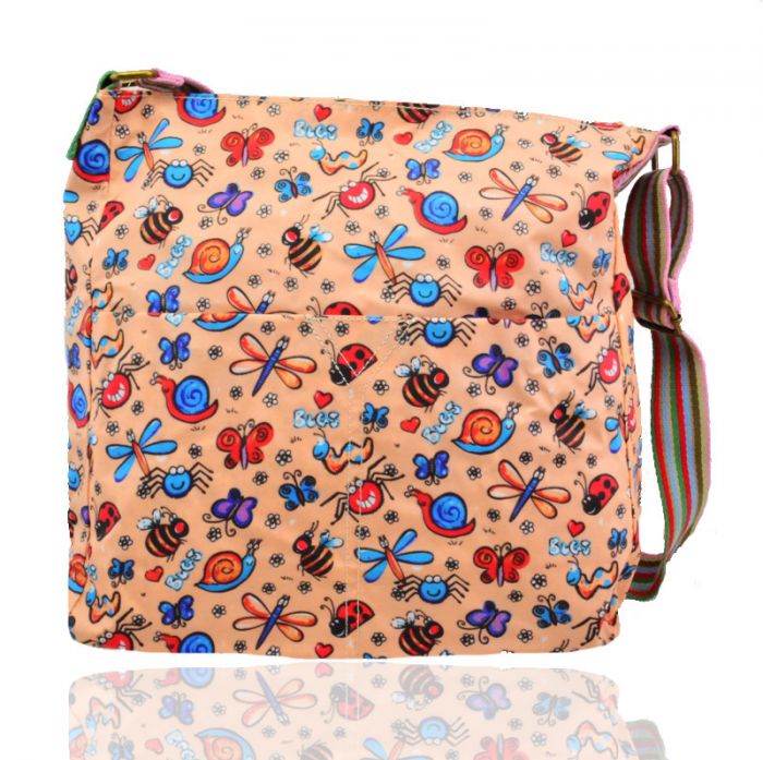 TC13001-LB  Bugs Patterned Waterproof Messenger Bag