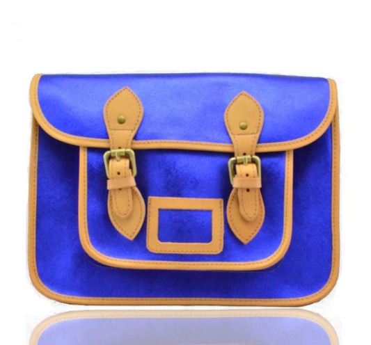 V0030 13.5" Fun Color Block Large Leather Satchel