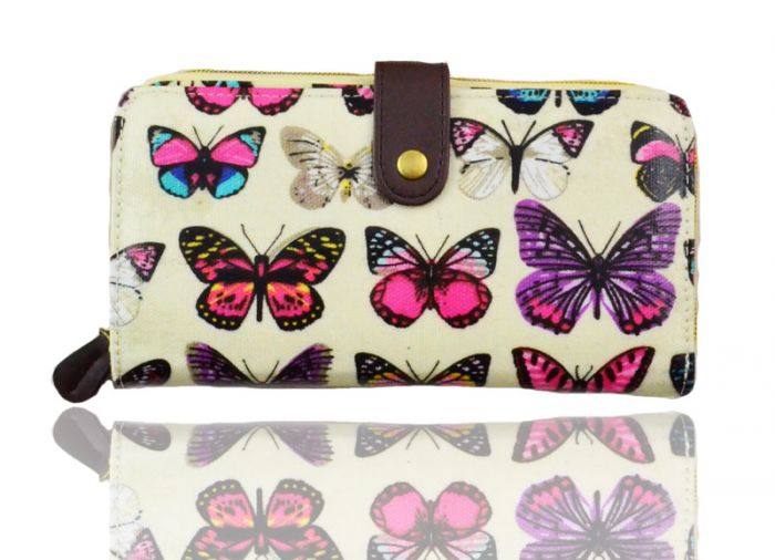 K2-Butterfly Long bifold purse wallet