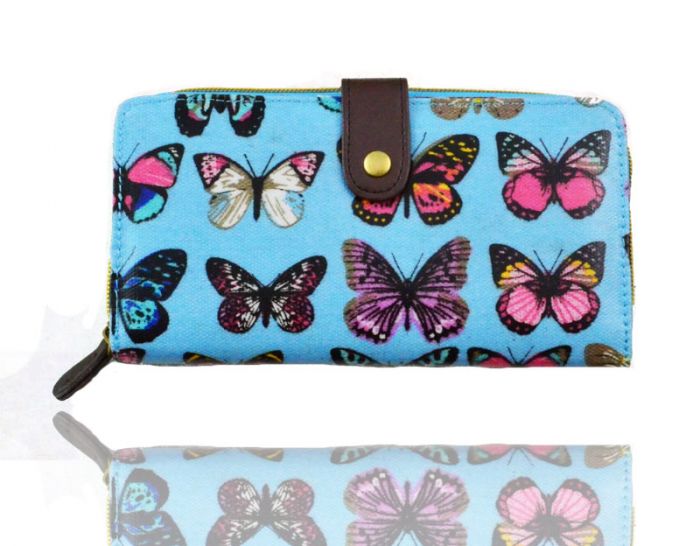 K2-Butterfly Long bifold purse wallet