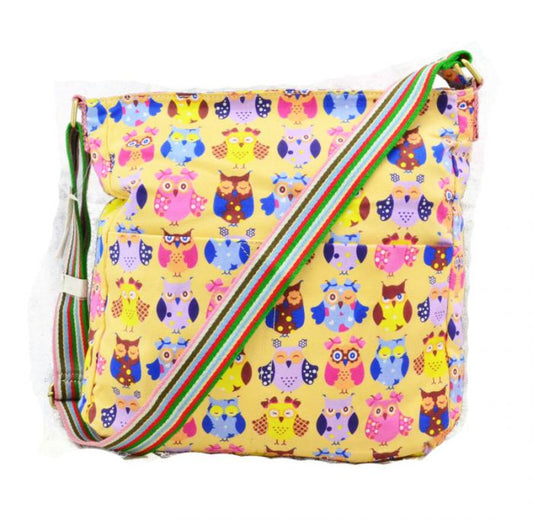 RF13001-OWL2 Patterned Canvas Cross-Body Bag