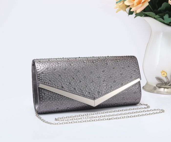 RX1801  Envelope Shaped Clutch Bag With Diamante Details