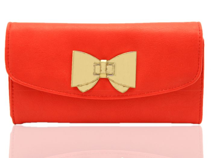 P1402 LARGE SIZE BOW BOWTIE CLASP Functional Evening Clutch Purse Wallet