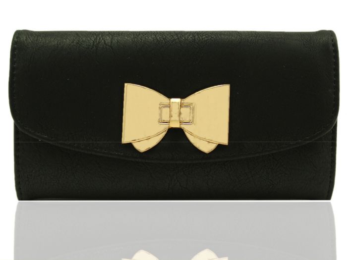 P1402 LARGE SIZE BOW BOWTIE CLASP Functional Evening Clutch Purse Wallet