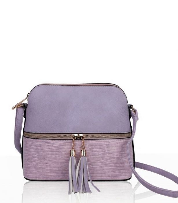 RX170811  Contrasting Color Messenger Bag With Tassel Zip Detail