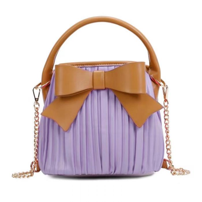 RJ211201 RUFFLED FAUX LEATHER&BUTTERFLY BLET TOP HANDLE HANDBAG