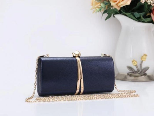 RZ1893  Elegant Clutch Handbag With Front Metal Strap Detail