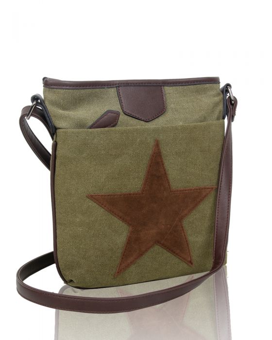 RX160431  Canvas Star Patterned Cross-Body Bag