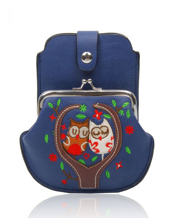 AF007  Owl Patterned Mobile Phone Pouch Purse Bag