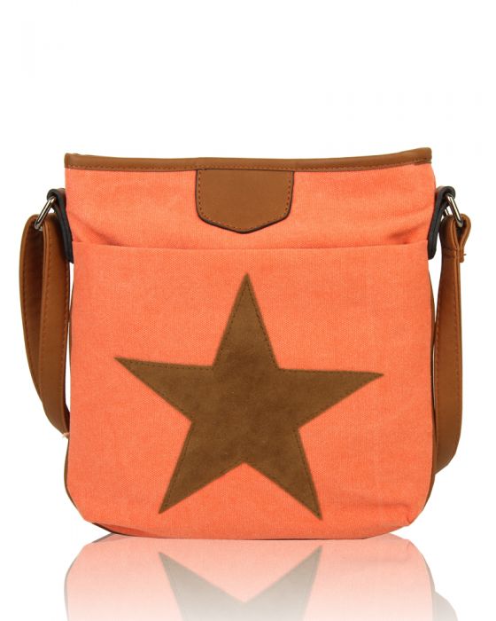 RX160431  Canvas Star Patterned Cross-Body Bag