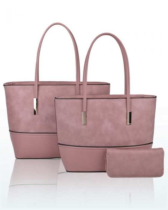 RH180536 3IN1 Set Plain Style Tote Handbag With Purse