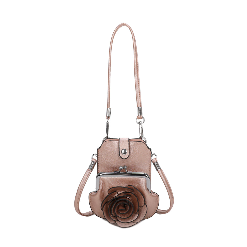 AF006  3D Rose Floral Patterned Mobile Phone Pouch Purse Bag