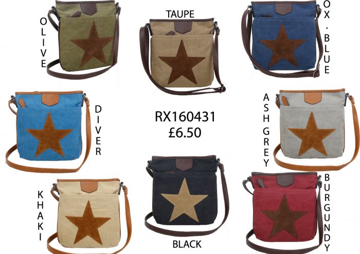 RX160431  Canvas Star Patterned Cross-Body Bag