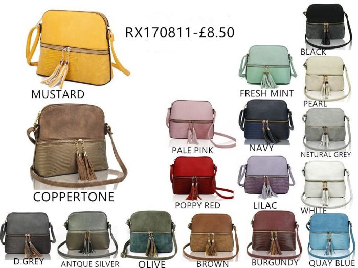 RX170811  Contrasting Color Messenger Bag With Tassel Zip Detail