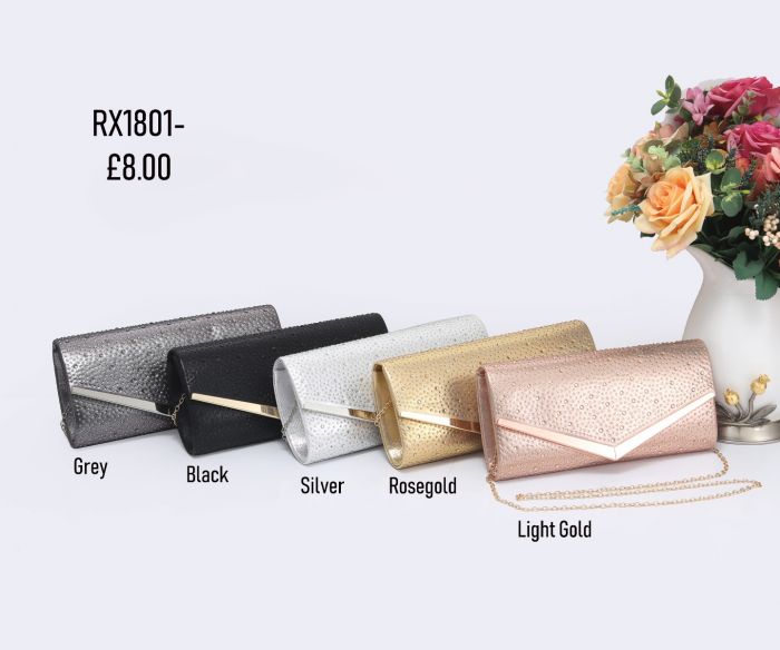 RX1801  Envelope Shaped Clutch Bag With Diamante Details