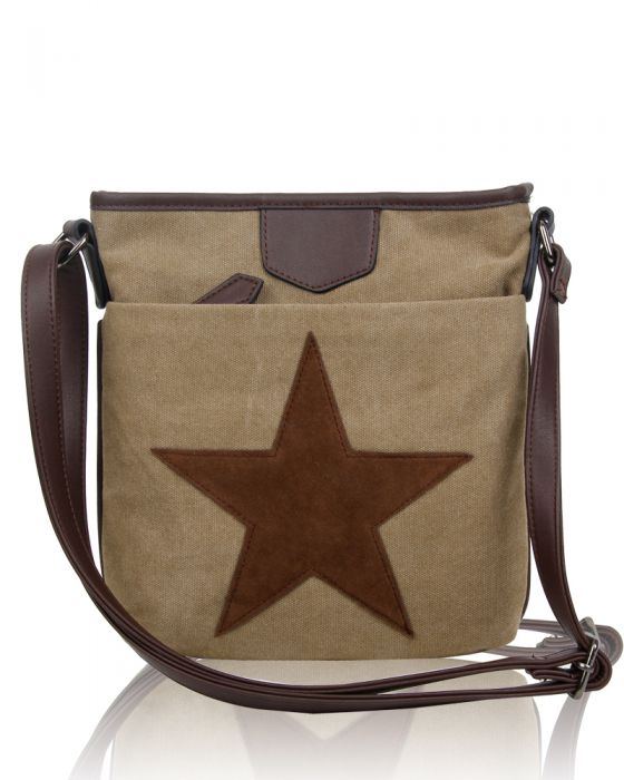 RX160431  Canvas Star Patterned Cross-Body Bag