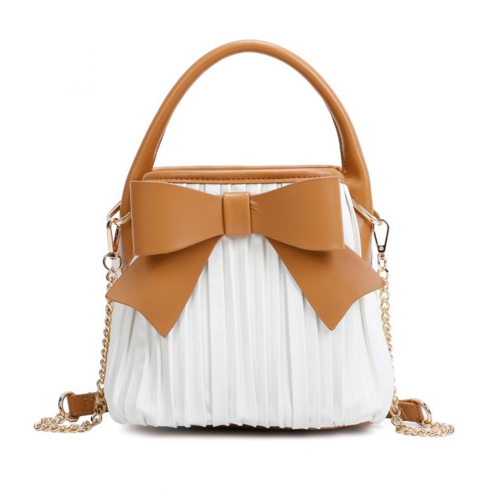 RJ211201 RUFFLED FAUX LEATHER&BUTTERFLY BLET TOP HANDLE HANDBAG