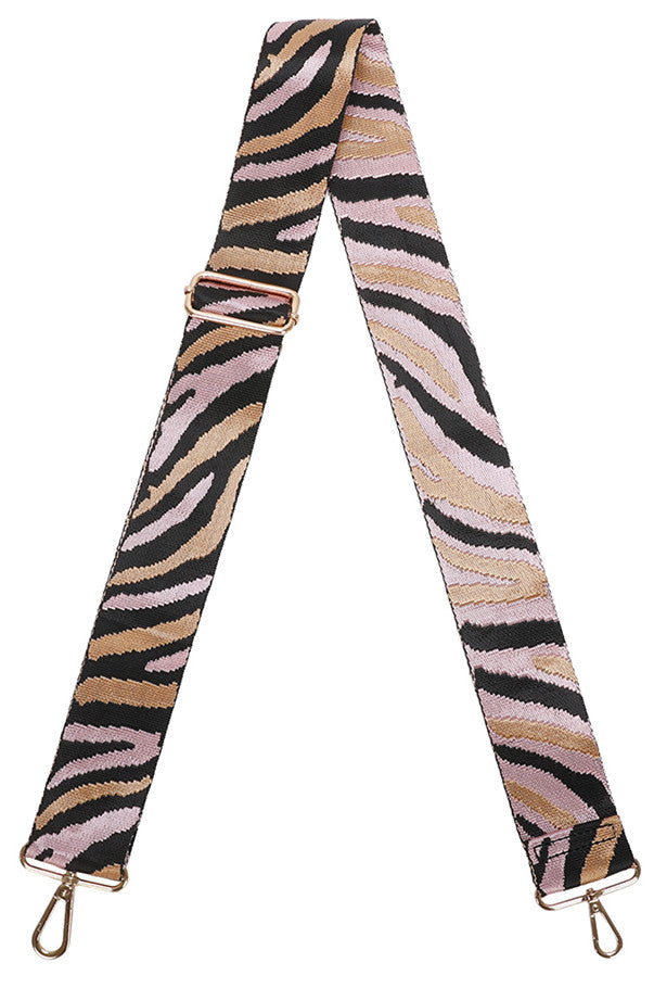 H-Zebra Print Canvas Adjustable Strap-GOLD